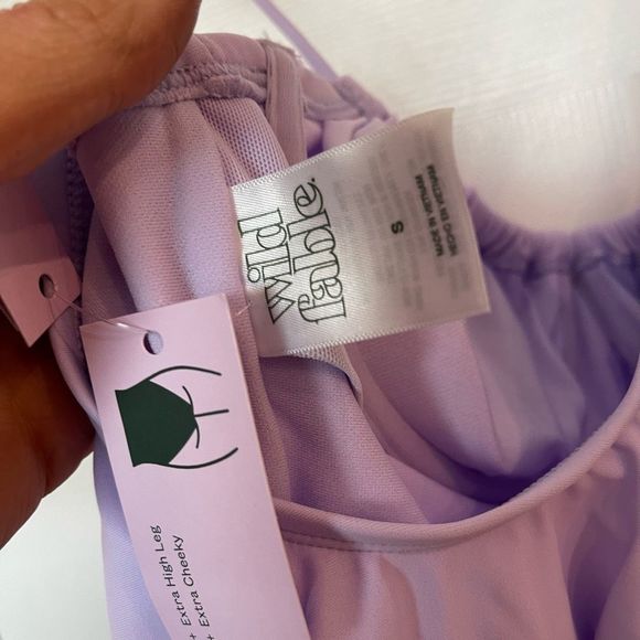 WILD FABLE Shirred Underwire Cheeky Swimsuit in Purple Size Small NEW - Picture 10 of 11